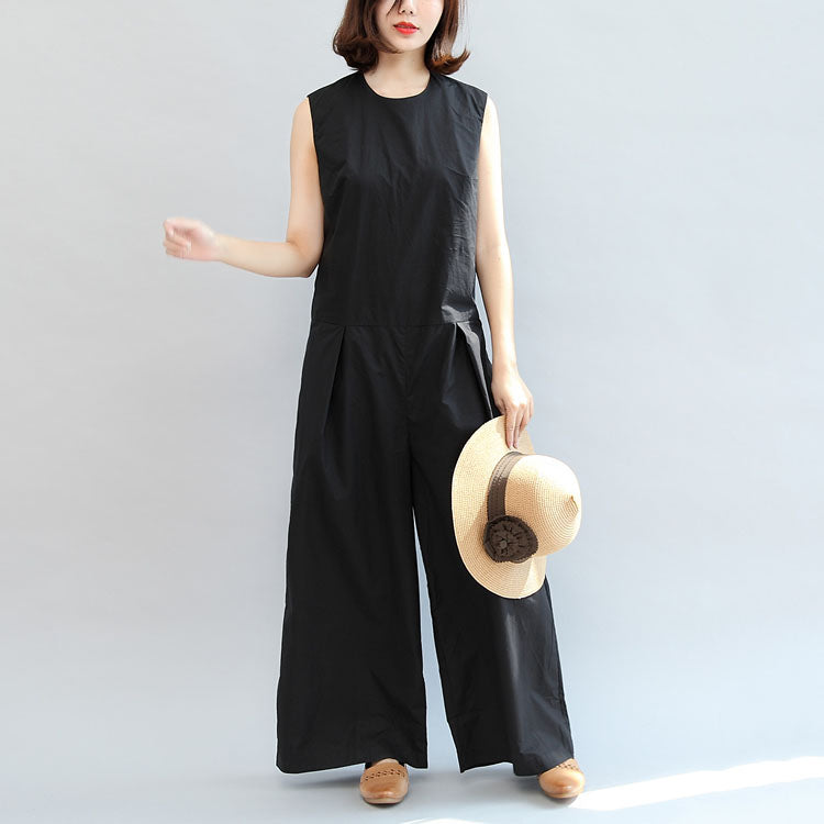 black stylish linen pants casual  sleeveless tops and loose jumpsuit pants dylinoshop