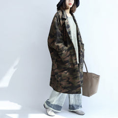 blackish green camouflage casual woolen cardigans oversize pockets long sleeve trench coats TCT171028