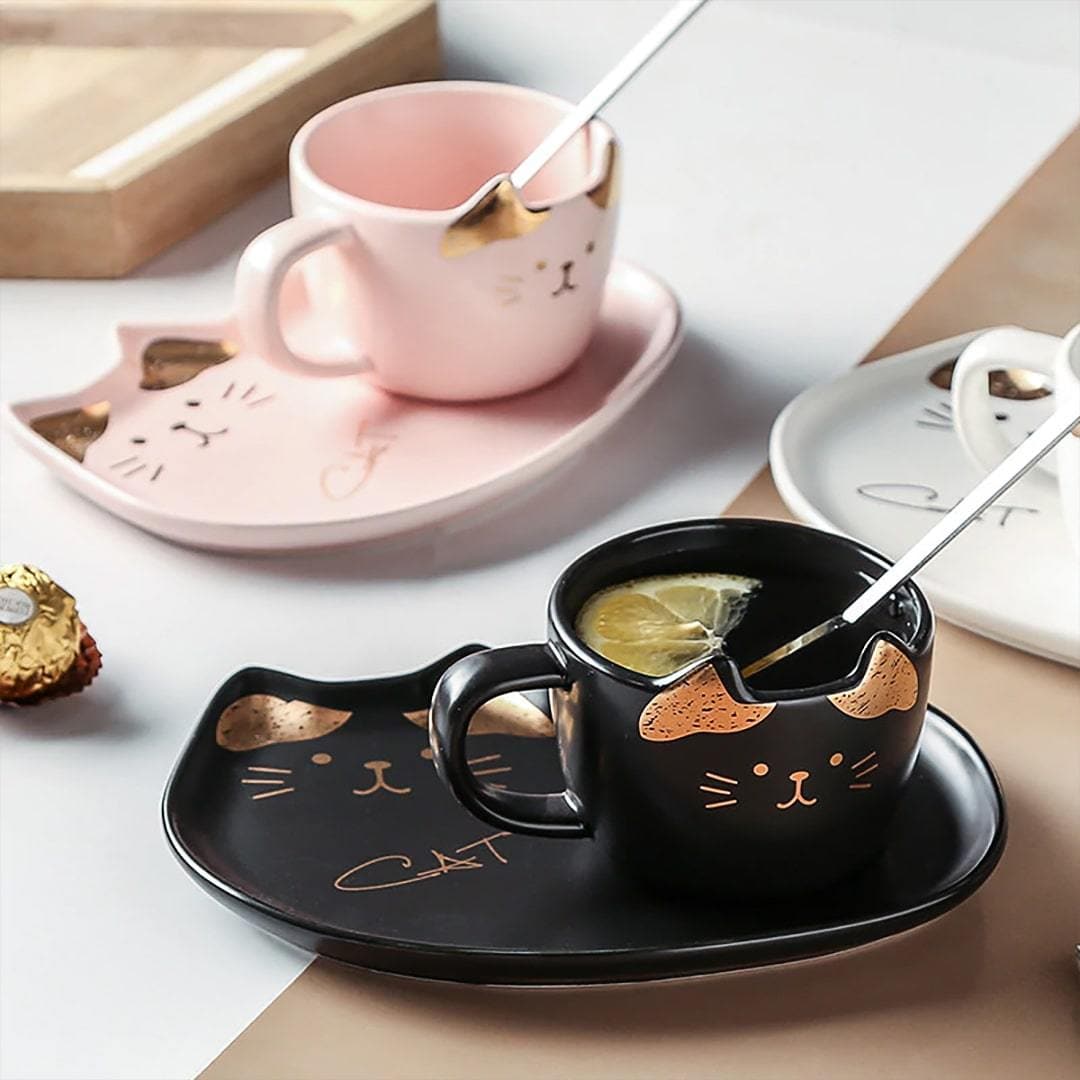 Cute Cat Coffee Set dylinoshop