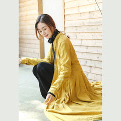 boutique yellow coats casual stand collar trench coat Fashion Cinched large hem Coat TCT180921