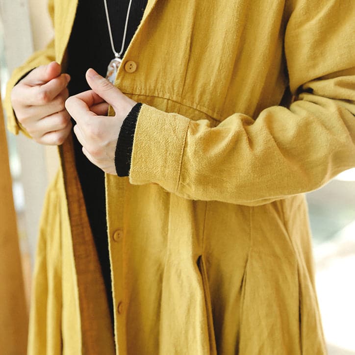 boutique yellow coats casual stand collar trench coat Fashion Cinched large hem Coat TCT180921