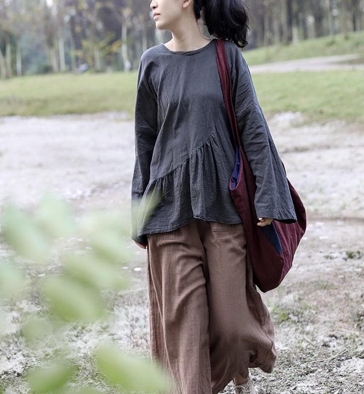 Asymmetrical Linen Shirt | Lotus dylinoshop