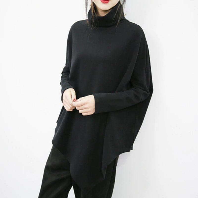 Asymmetrical Turtleneck Long Sleeve Shirt dylinoshop