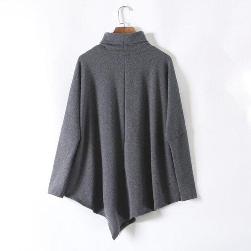 Asymmetrical Turtleneck Long Sleeve Shirt dylinoshop