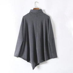 Asymmetrical Turtleneck Long Sleeve Shirt dylinoshop