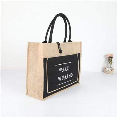 Hello Weekend Reusable Linen Shopping Bag dylinoshop