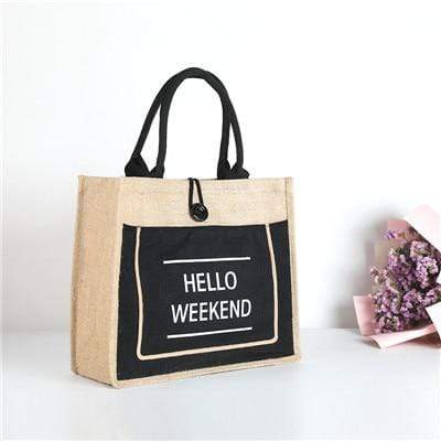 Hello Weekend Reusable Linen Shopping Bag dylinoshop