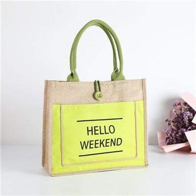 Hello Weekend Reusable Linen Shopping Bag dylinoshop