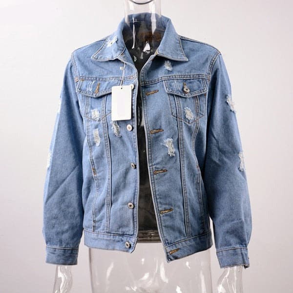 Basic Distressed Denim Jacket dylinoshop