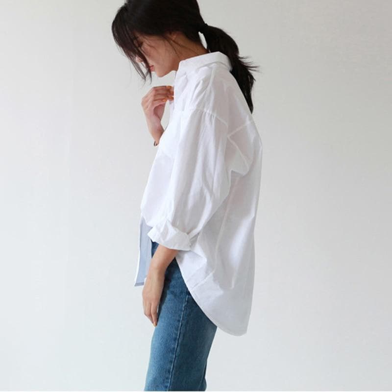 Basic Feel White Button Up Shirt dylinoshop