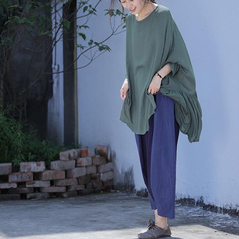 Batwing Sleeves Oversized Top | Lotus dylinoshop