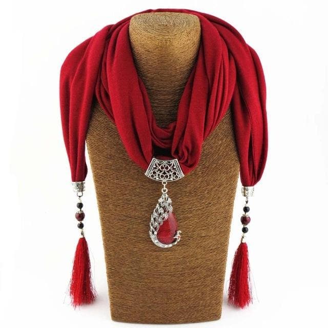 Beaded Scarf Necklace With Tassels dylinoshop