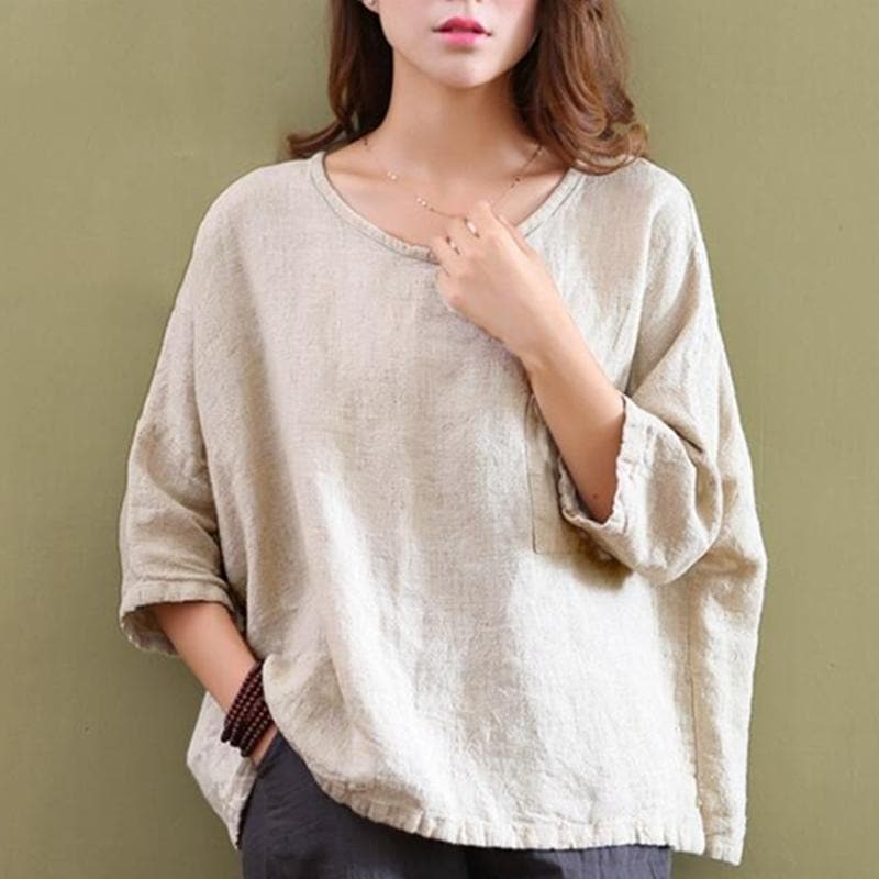 Loose Cotton and Linen Shirt | Zen dylinoshop