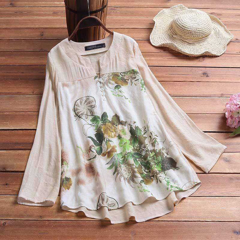 Aloha Long Sleeve Floral Oversized Blouse dylinoshop