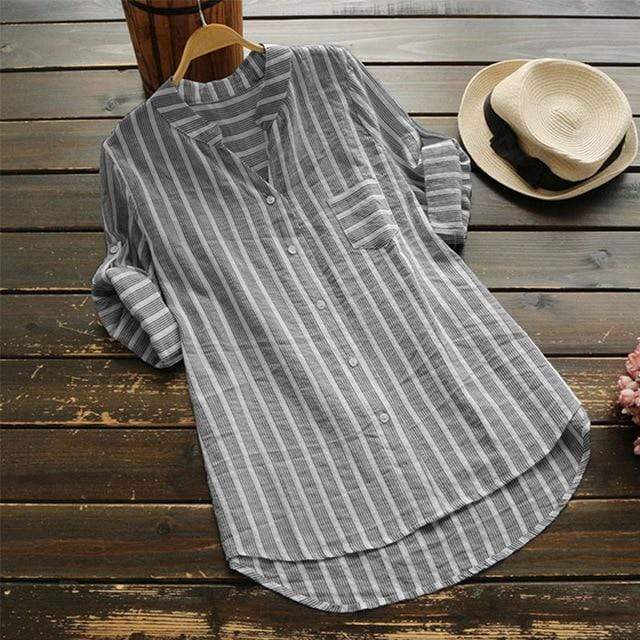 Oversized Striped Button-down Shirt Buddha Trends