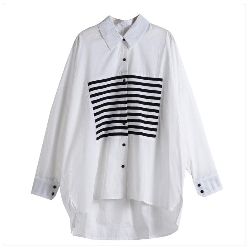 Black and White Oversized High Low Shirt dylinoshop