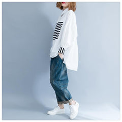 Black and White Oversized High Low Shirt dylinoshop