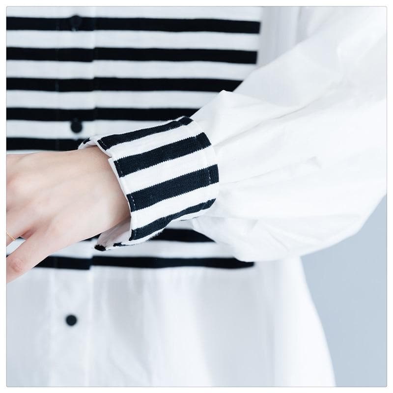 Black and White Oversized High Low Shirt dylinoshop