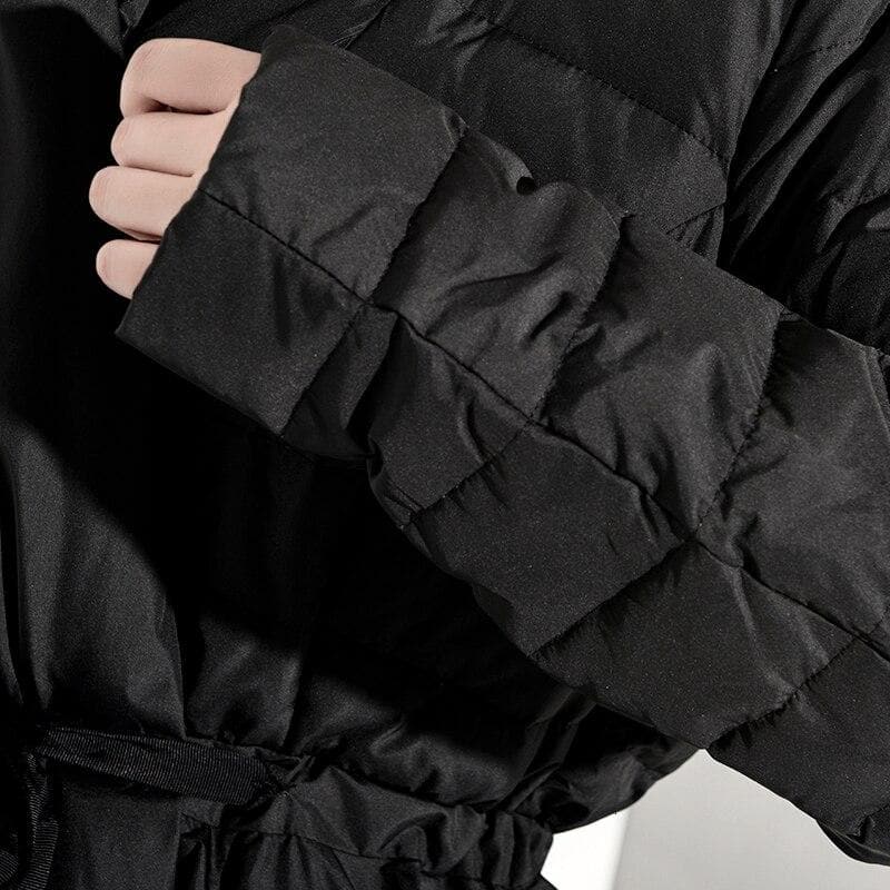 Black Cinched Waist Winter Jacket | Millennials dylinoshop