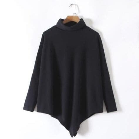 Asymmetrical Turtleneck Long Sleeve Shirt dylinoshop