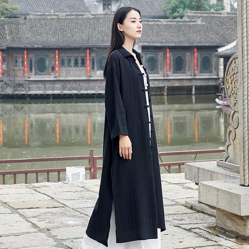 Chinese Style Cotton Linen Trench Coat  | Zen dylinoshop