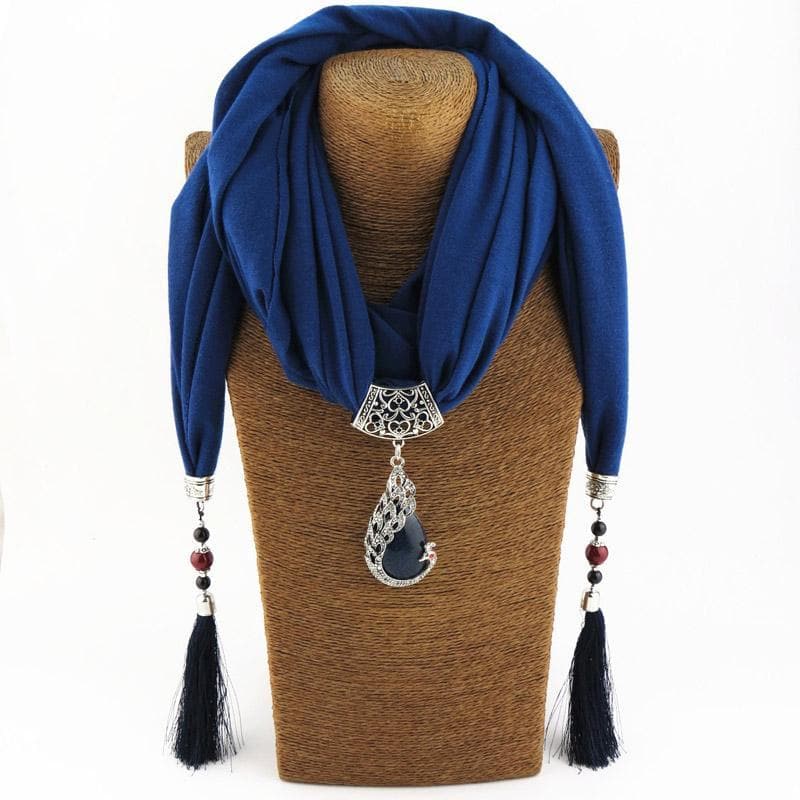 Beaded Scarf Necklace With Tassels dylinoshop