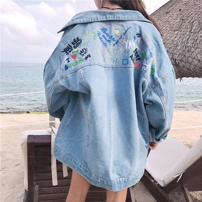 Embroidered Denim Jacket dylinoshop