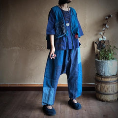 Blue Linen Harem Pants | Hippie dylinoshop