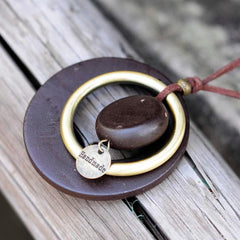 Handmade Wood Circle Pendant Necklace dylinoshop