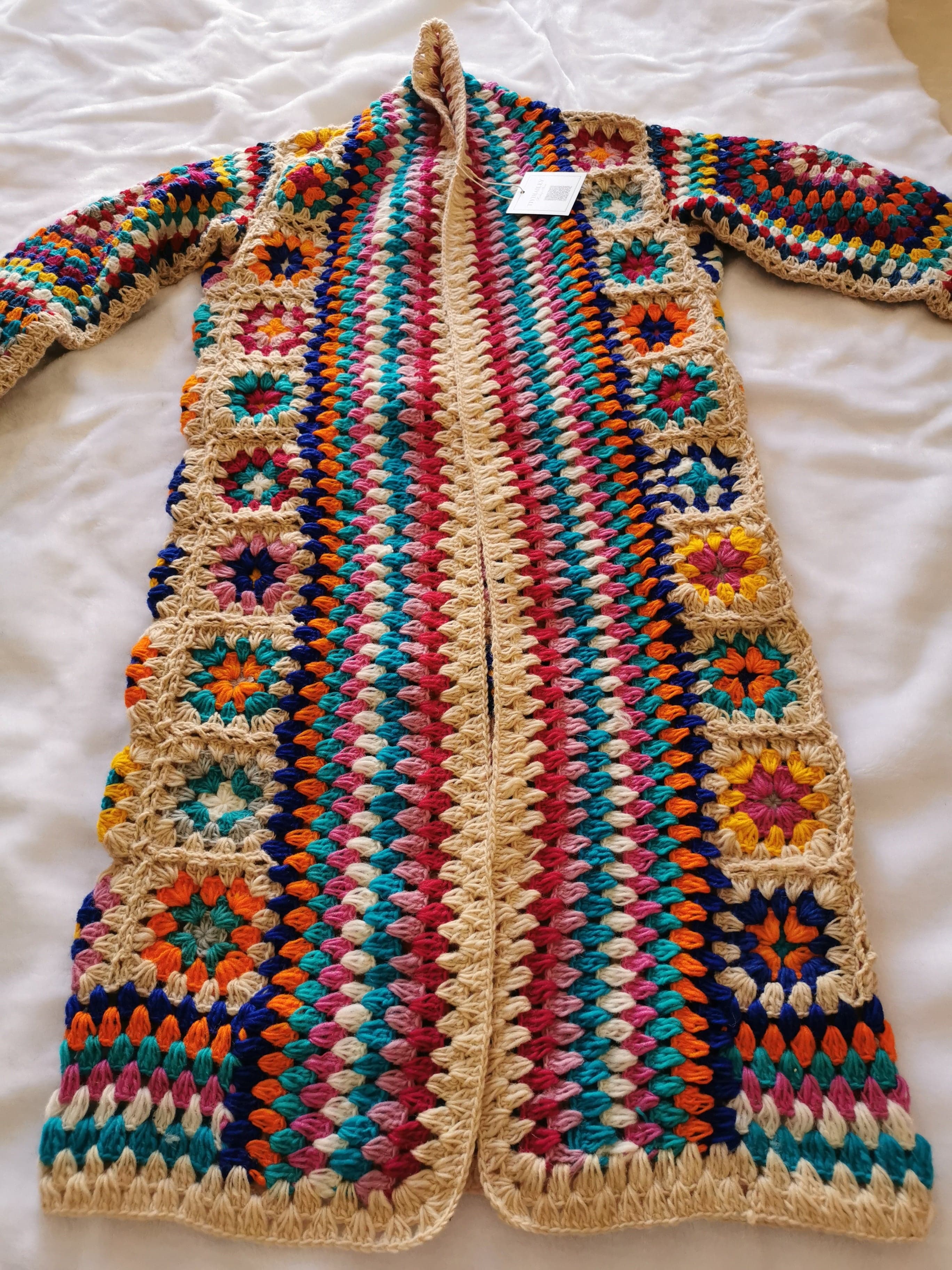 100% Wool Handmade Hippie Cardigan dylinoshop