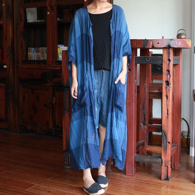 Batwing Sleeve Long Plaid Cardigan dylinoshop