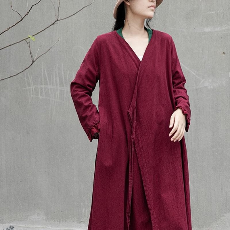 Cotton Linen Long Wrap Cardigan | Lotus dylinoshop