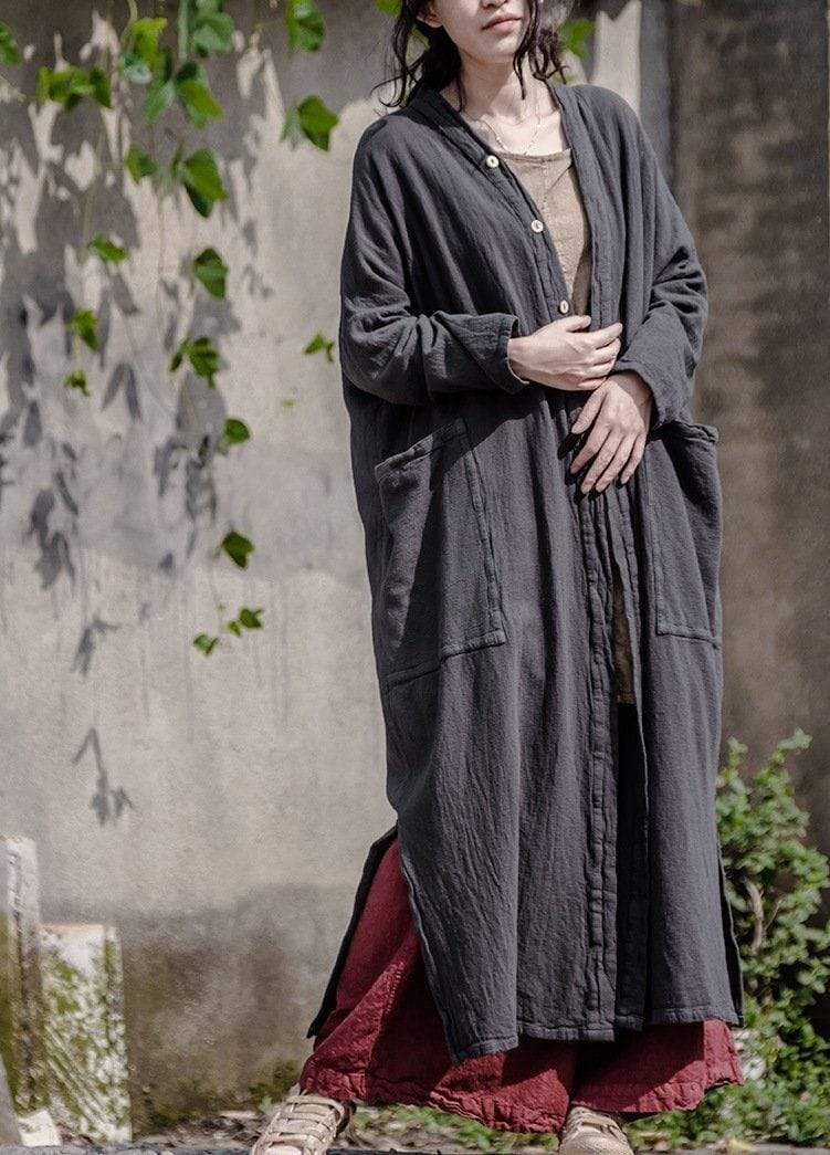 Long Linen Cardigan with Large Pockets | Lotus dylinoshop