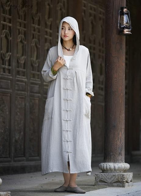 Cotton and Linen Hooded Trench Coat | Zen dylinoshop