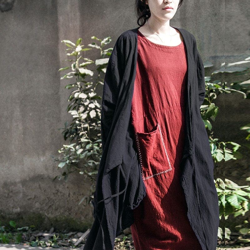 Long Linen Wrap Cardigan | Lotus dylinoshop