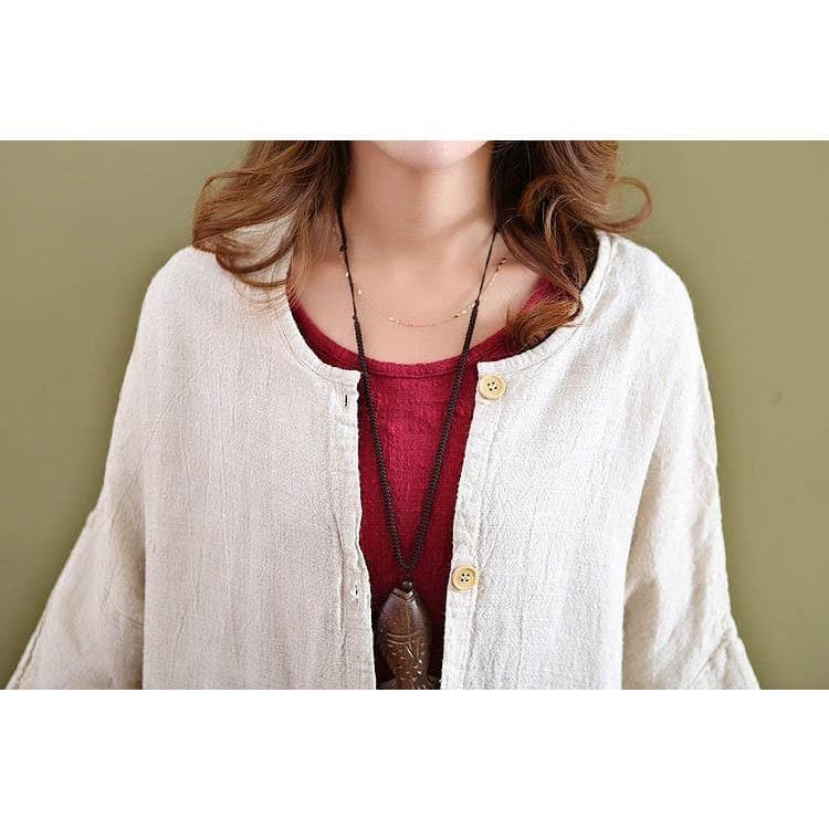 Cotton Linen Beige Cardigan  | Zen dylinoshop