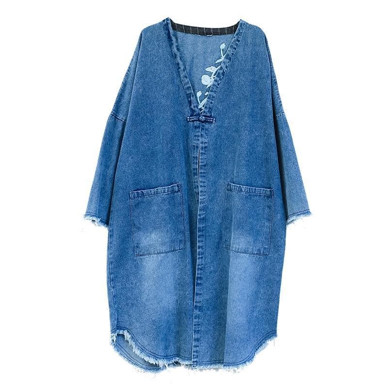 Embroidered Denim Cardigan dylinoshop