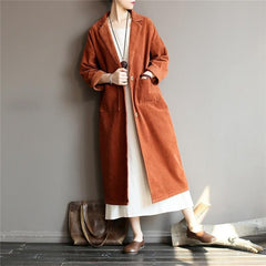 Casual Chic Corduroy Trench Coat dylinoshop