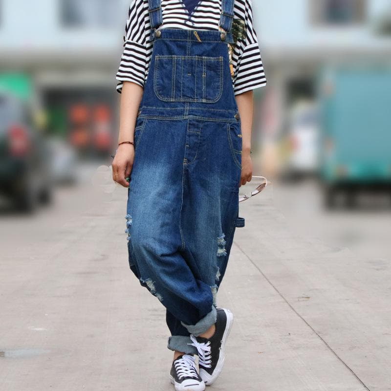 Casual Ripped Denim Overall dylinoshop