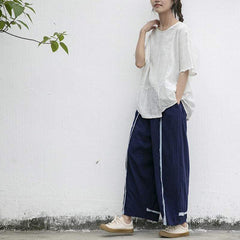 Casual Wide Leg Linen Pants | Lotus dylinoshop