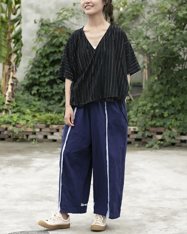 Casual Wide Leg Linen Pants | Lotus dylinoshop