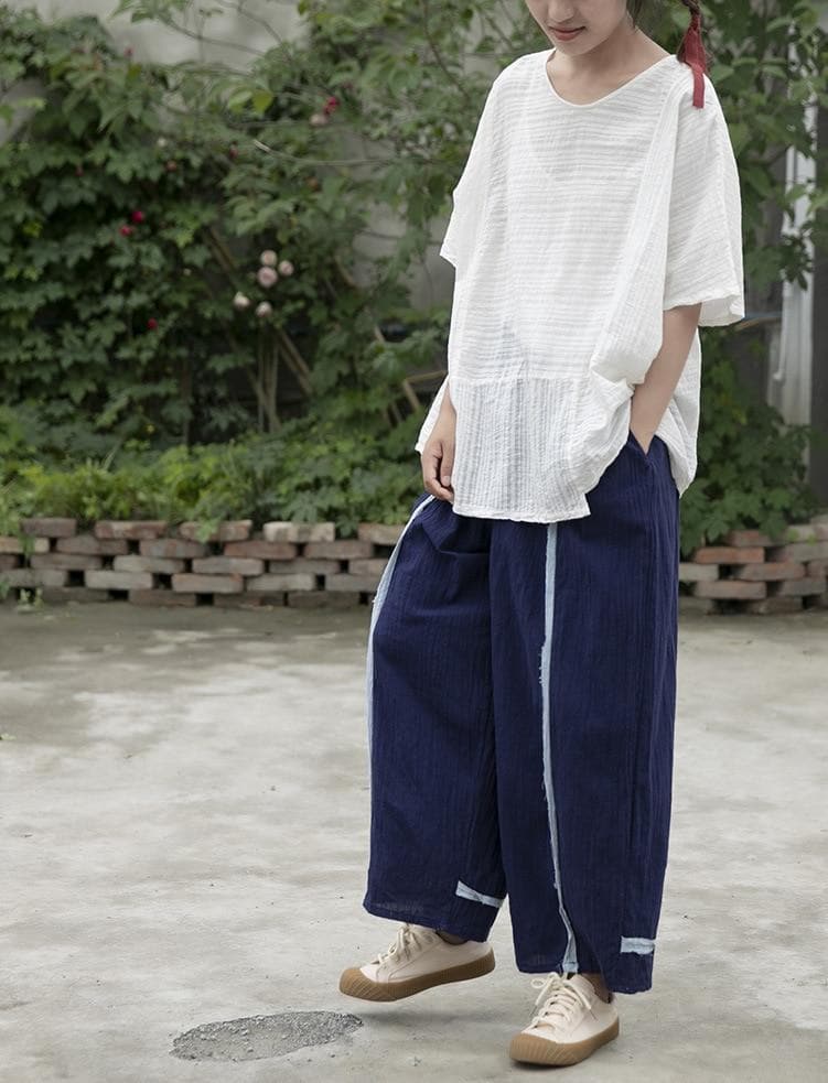 Casual Wide Leg Linen Pants | Lotus dylinoshop