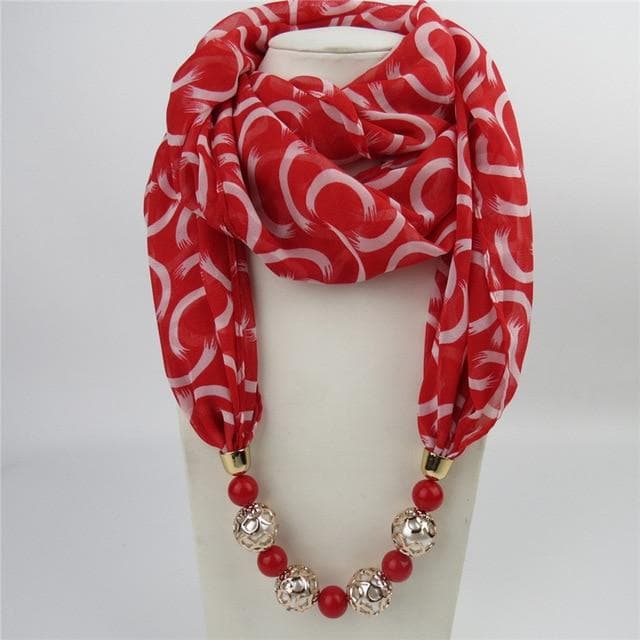 Cherry Swirls Chiffon Scarf Necklace dylinoshop