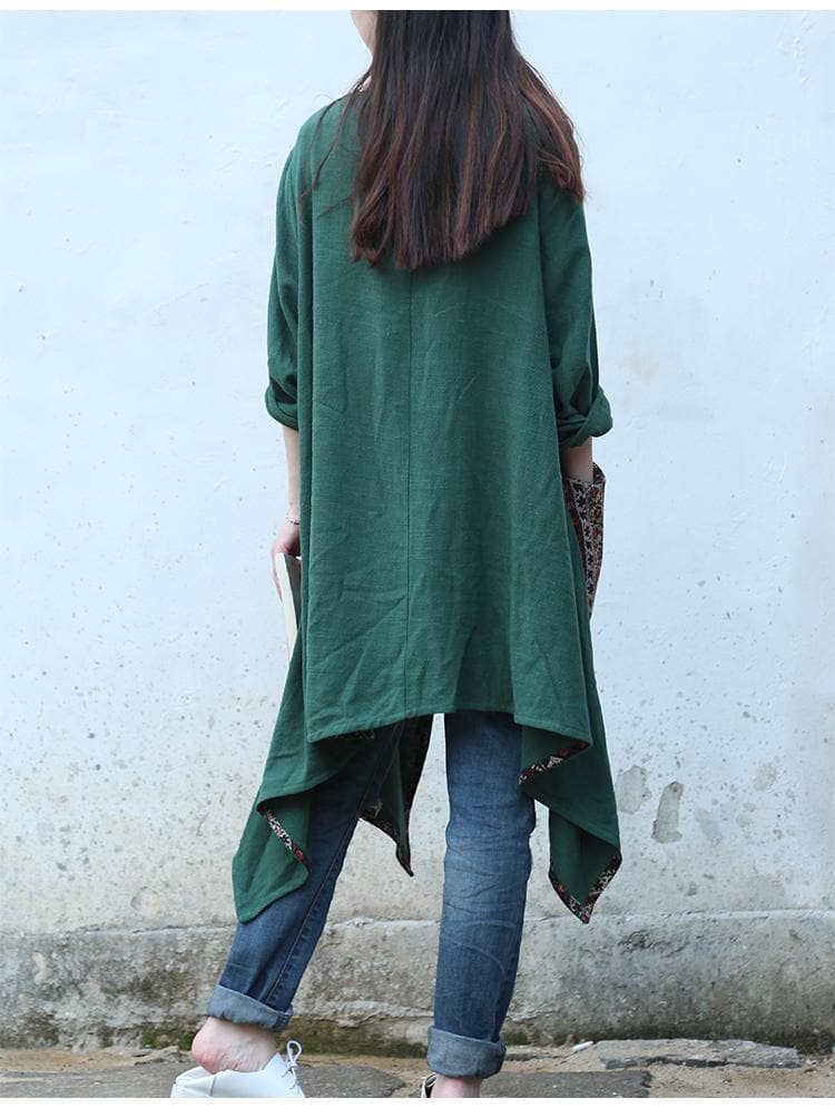 Chinese Style Draped Linen Shirt  | Zen dylinoshop