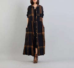 Casual Chic Plaid Brown Trench Coat | Nirvana dylinoshop