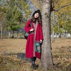 Artful Patchwork Long Trench Coat DYLINOSHOP