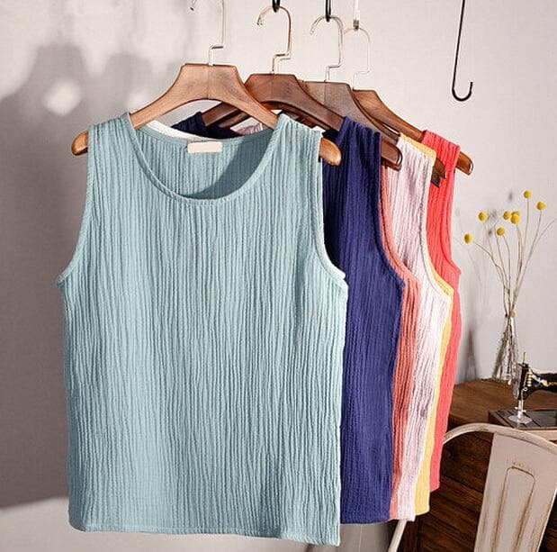 Cotton and Linen Plus Size Tank Tops dylinoshop