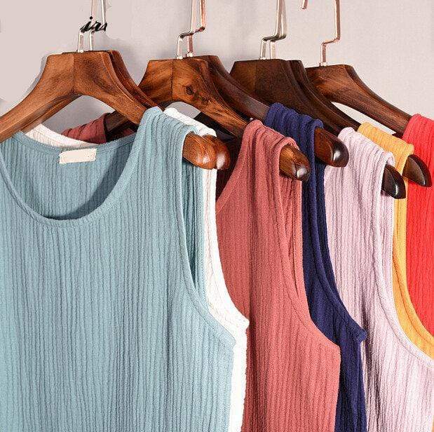 Cotton and Linen Plus Size Tank Tops dylinoshop