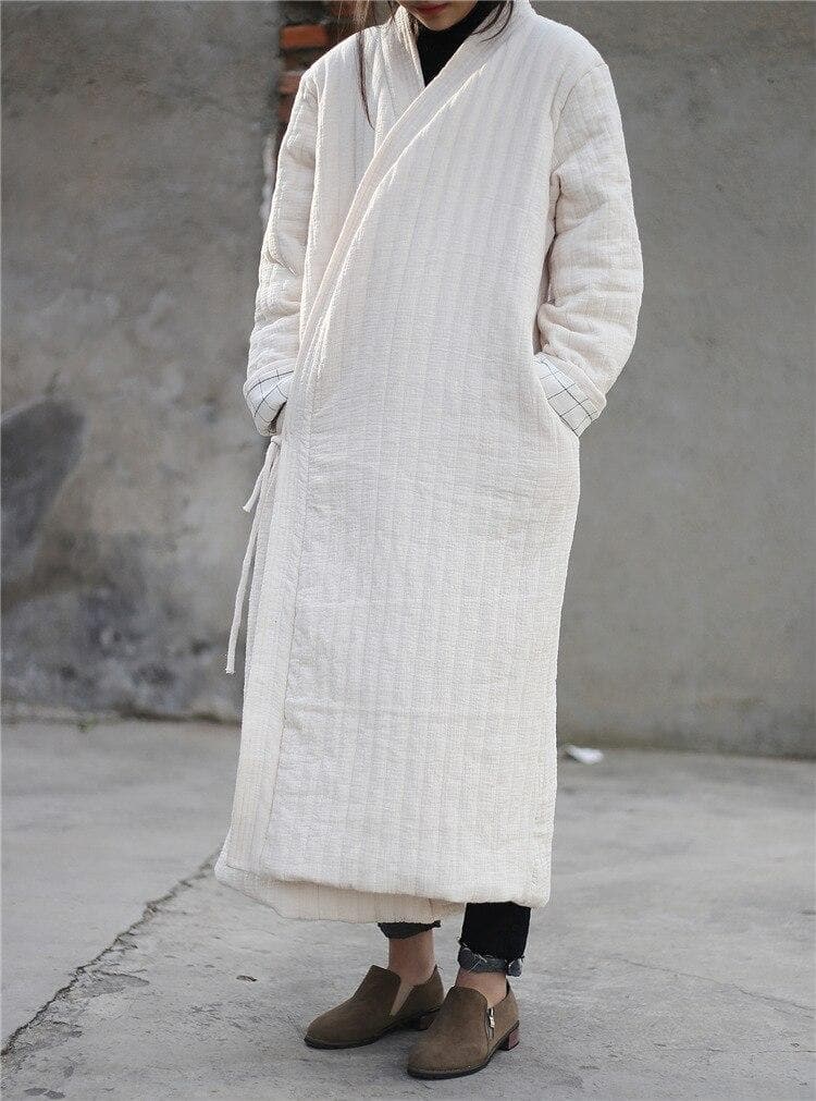 Cotton Linen Ankle Length Trench Coat dylinoshop