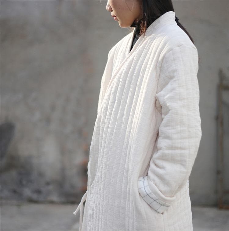 Cotton Linen Ankle Length Trench Coat dylinoshop